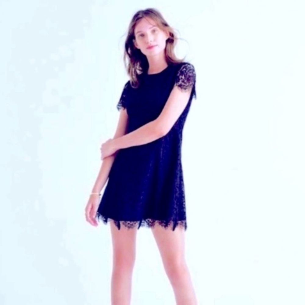 🆕 Madewell Lace Shift Dress Navy Blue - Picture 2 of 14